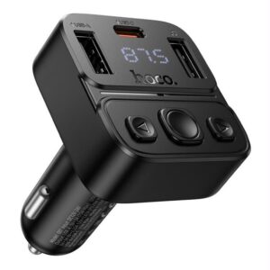 جهاز إرسال FM للسيارة HOCO E87 Delta مع Bluetooth وشحن سريع 35W – أسود