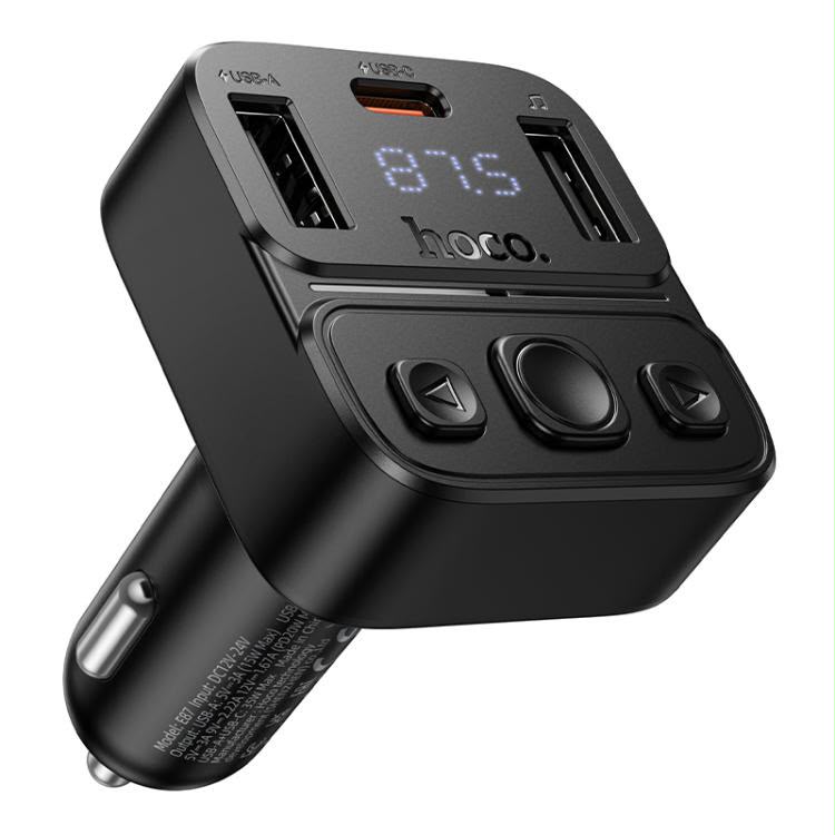 جهاز إرسال FM للسيارة HOCO E87 Delta مع Bluetooth وشحن سريع 35W – أسود