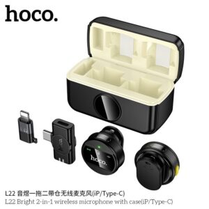 ميكروفون Hoco L-22 اللاسلكي المزدوج مع تقنية إلغاء الضوضاء ENC