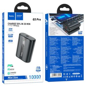Alternative view of بنك طاقة HOCO Q3 Pro بسعة 10000mAh مع شحن سريع 22.5W وتقنية PD 20W – أسود