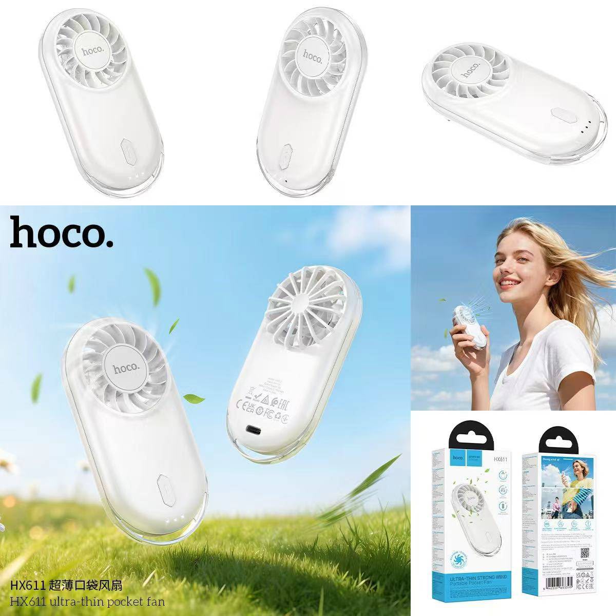 مروحة Hoco HX611 المحمولة فائقة النحافة بتصميم يدوي - الصورة 2