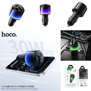 Alternative view of جهاز إرسال FM للسيارة HOCO E166 Path مع Bluetooth وشحن سريع 42W – أسود