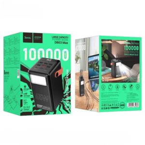 باور بانك HOCO DB03 سعة 100000mAh بقوة 65W مع إضاءة LED